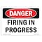 Signmission OSHA Danger Sign, Firing In Progress, 10in X 7in Rigid Plastic, 7" W, 10" L, Landscape OS-DS-P-710-L-2485 - alternate 1